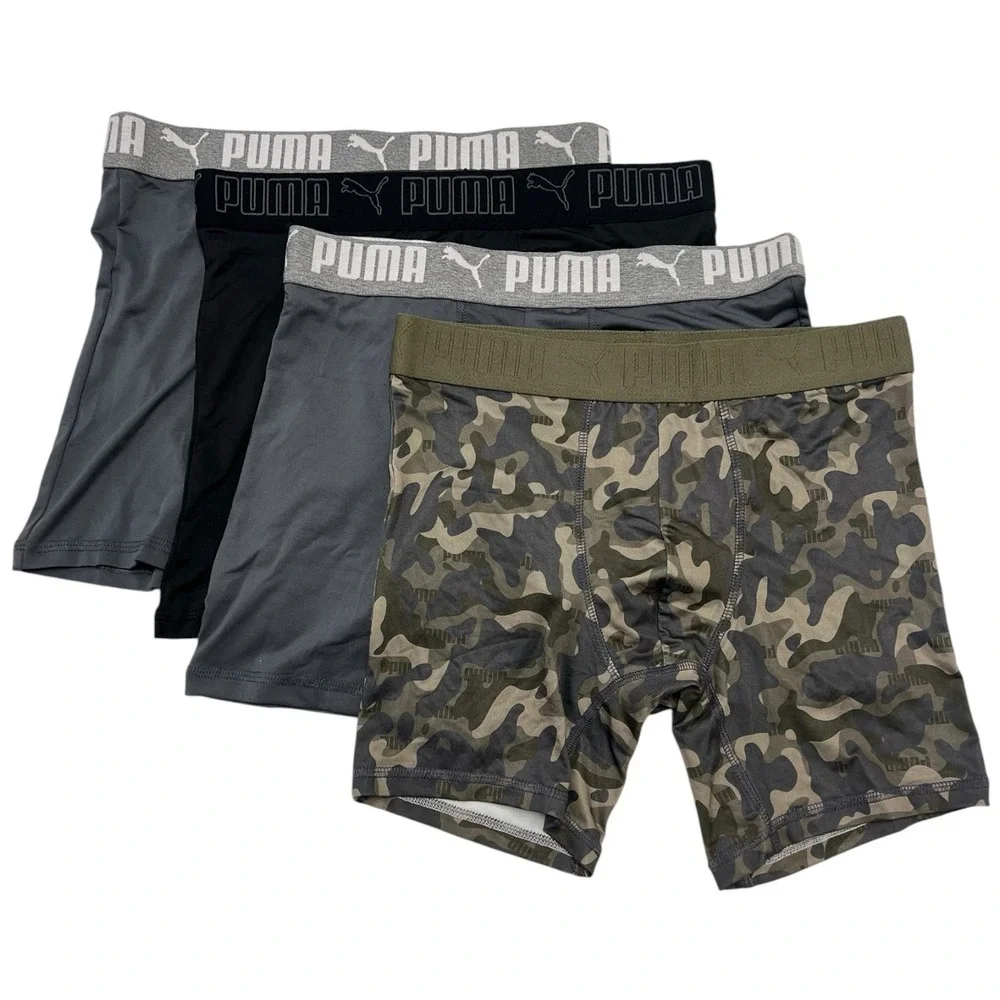 PUMA Men's Boxer Briefs 4-Pack Athletic Fit  Stretch Cooling Underwear Size S
